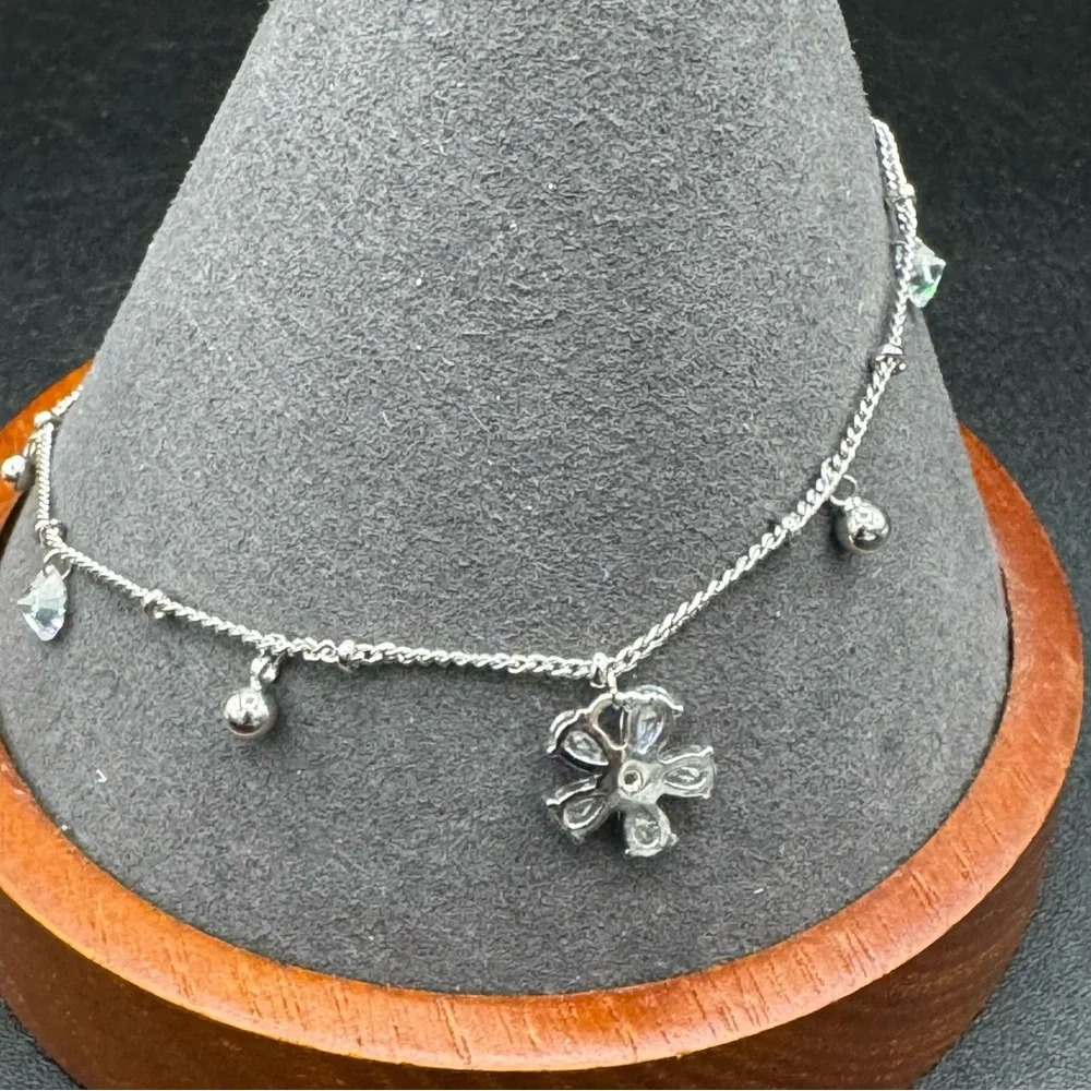 Stunning Minimalist CZ Floral Bracelet or Anklet - Picture 5 of 11